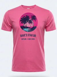 Personalised 80s Tee — pink tee, front view