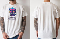 Personalised 80s Tee — natural tee, front and back view