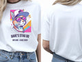 Personalised 80s Tee — white tee, front and back view