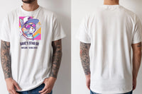 Personalised 80s Tee — natural tee, front and back view