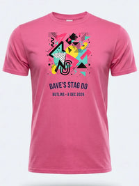 Personalised 80s Tee — pink tee, front view