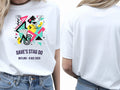 Personalised 80s Tee — white tee, front and back view