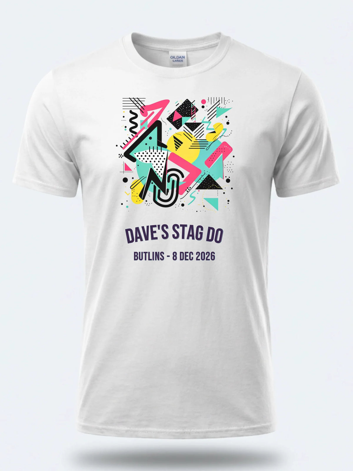 Personalised 80s Tee — white tee, front view