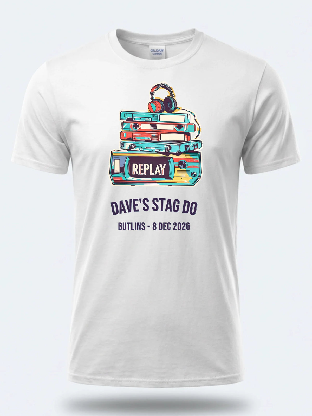 Personalised 80s Tee — white tee, front view
