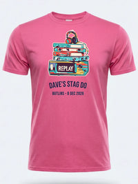Personalised 80s Tee — pink tee, front view