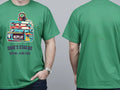 Personalised 80s Tee — irish green tee, front and back view