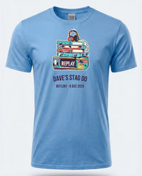 Personalised 80s Tee — carolina blue tee