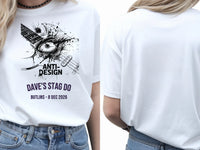 Personalised 90s Tee — white tee, front and back view