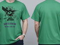 Personalised 90s Tee — irish green tee, front and back view
