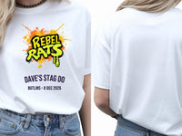 Personalised 90s Tee — white tee, front and back view