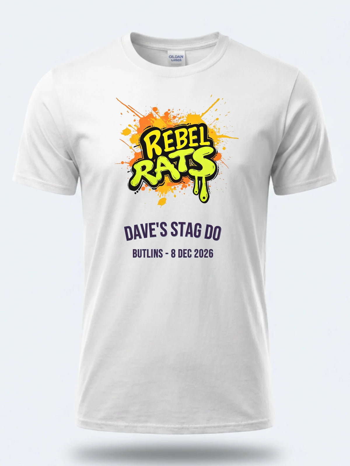 Personalised 90s Tee — white tee, front view