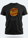 Personalised We Love the 70s Big Weekender Tee — black tee, front view