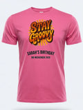Personalised We Love the 70s Big Weekender Tee — pink tee, front view