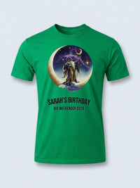 Personalised We Love the 70s Big Weekender Tee — irish green tee, front view
