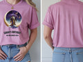 Personalised We Love the 70s Big Weekender Tee — azalea tee, front and back view