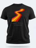 Personalised We Love the 70s Big Weekender Tee — black tee, front view