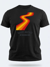 Personalised We Love the 70s Big Weekender Tee — black tee, front view