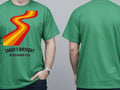 Personalised We Love the 70s Big Weekender Tee — irish green tee, front and back view