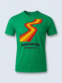 Personalised We Love the 70s Big Weekender Tee — irish green tee, front view
