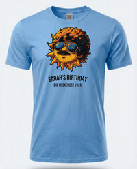 Personalised We Love the 70s Big Weekender Tee — carolina blue tee
