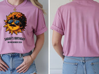 Personalised We Love the 70s Big Weekender Tee — azalea tee, front and back view