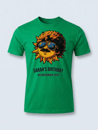 Personalised We Love the 70s Big Weekender Tee — irish green tee, front view