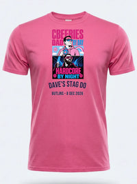 Personalised 90s Tee — pink tee, front view