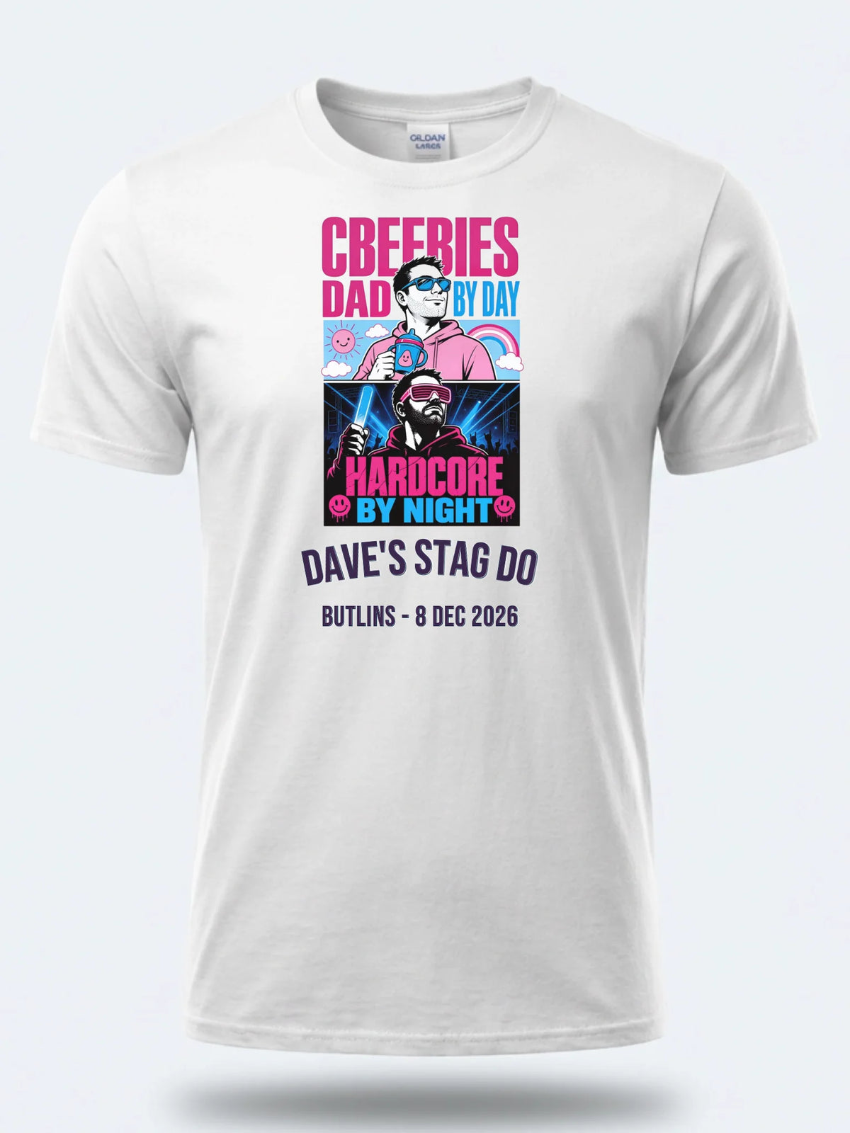 Personalised 90s Tee — white tee, front view