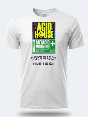 Personalised 90s Tee – 90s Acid House Antacid Morning