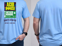 Personalised 90s Tee — carolina blue tee, front and back view