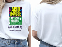 Personalised 90s Tee — white tee, front and back view