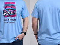 Personalised 90s Tee — carolina blue tee, front and back view