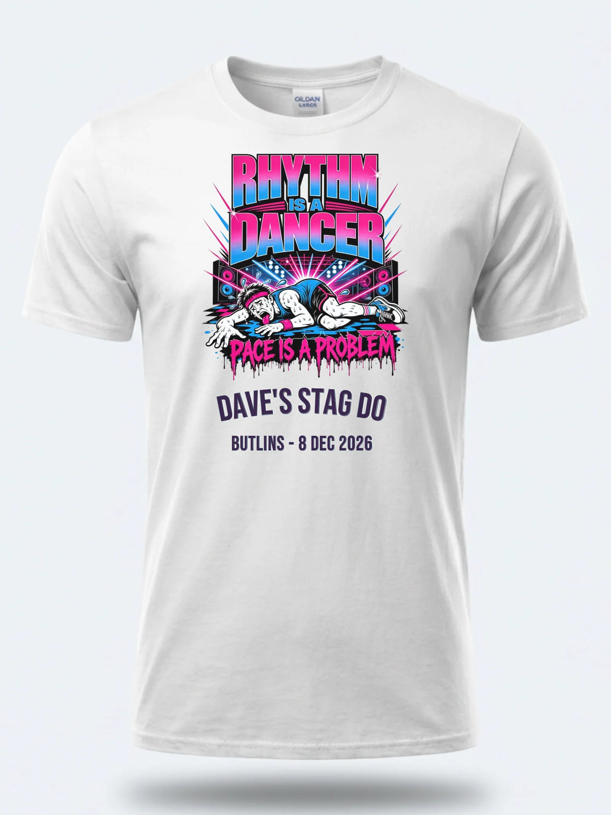 Personalised 90s Tee — white tee, front view
