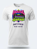 Personalised House of Garage Tee — white tee, front view