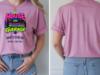 Personalised House of Garage Tee — azalea tee, front and back view