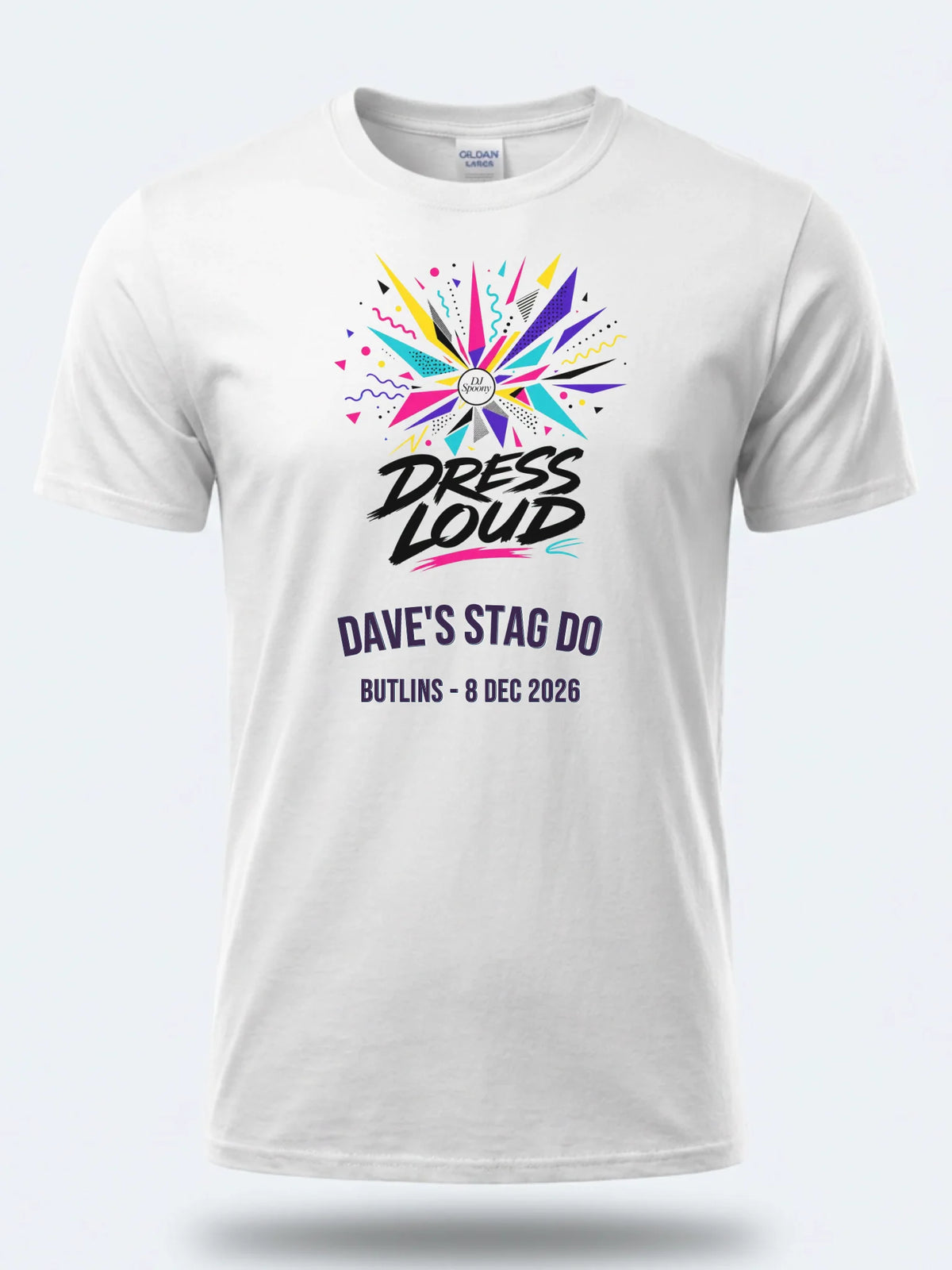 Personalised House of Garage Tee — white tee, front view