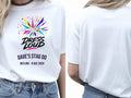Personalised House of Garage Tee — white tee, front and back view