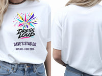 Personalised House of Garage Tee — white tee, front and back view