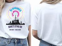 Personalised House of Garage Tee — white tee, front and back view