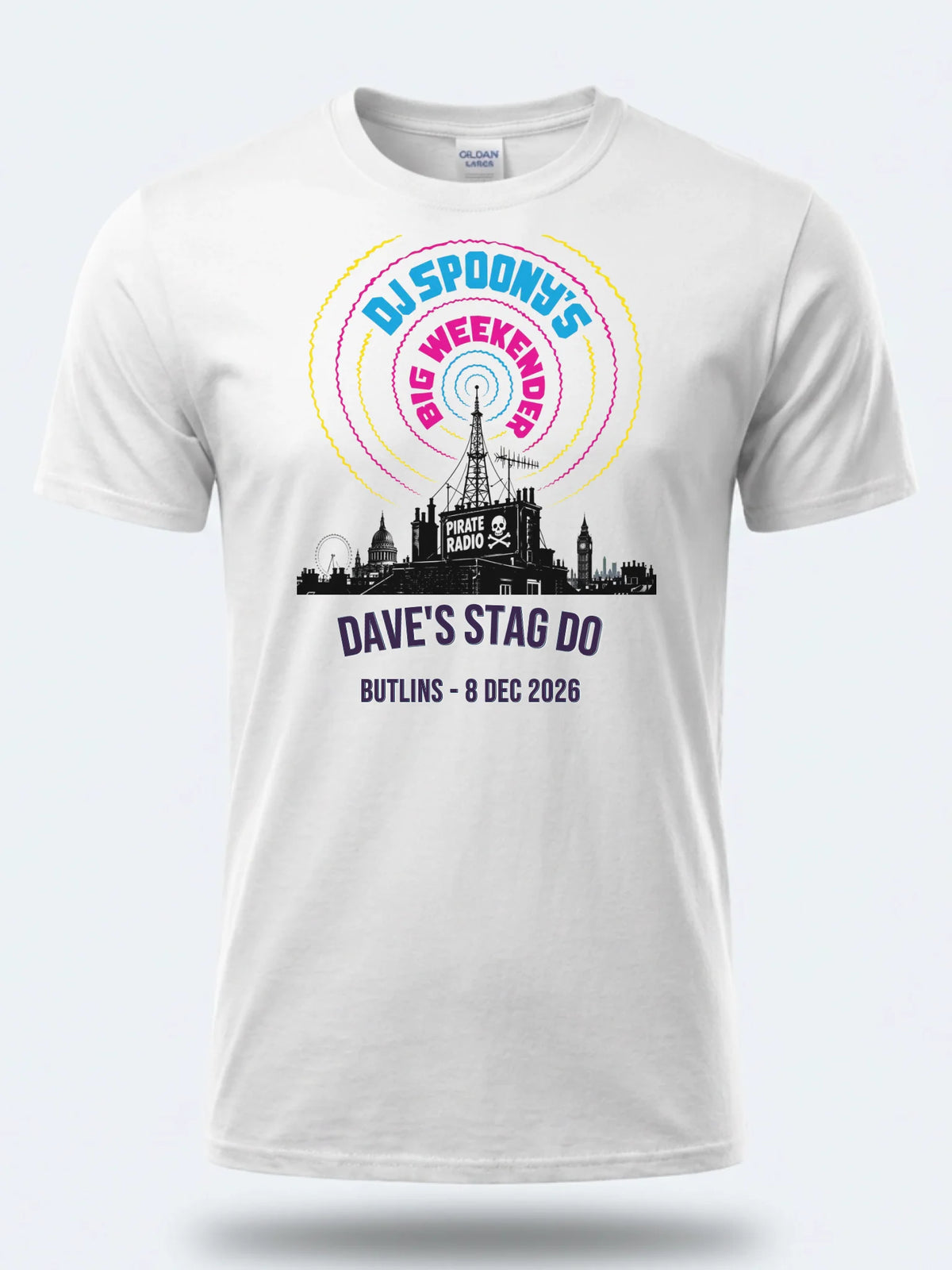 Personalised House of Garage Tee — white tee, front view