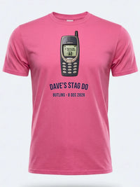 Personalised House of Garage Tee — pink tee, front view