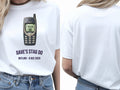 Personalised House of Garage Tee — white tee, front and back view