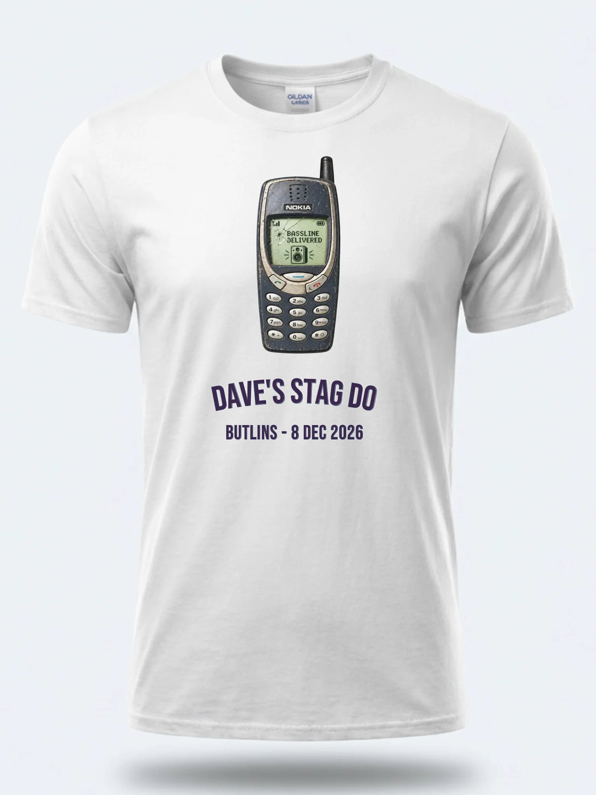 Personalised House of Garage Tee — white tee, front view