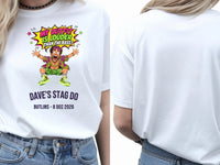 Personalised House of Garage Tee — white tee, front and back view