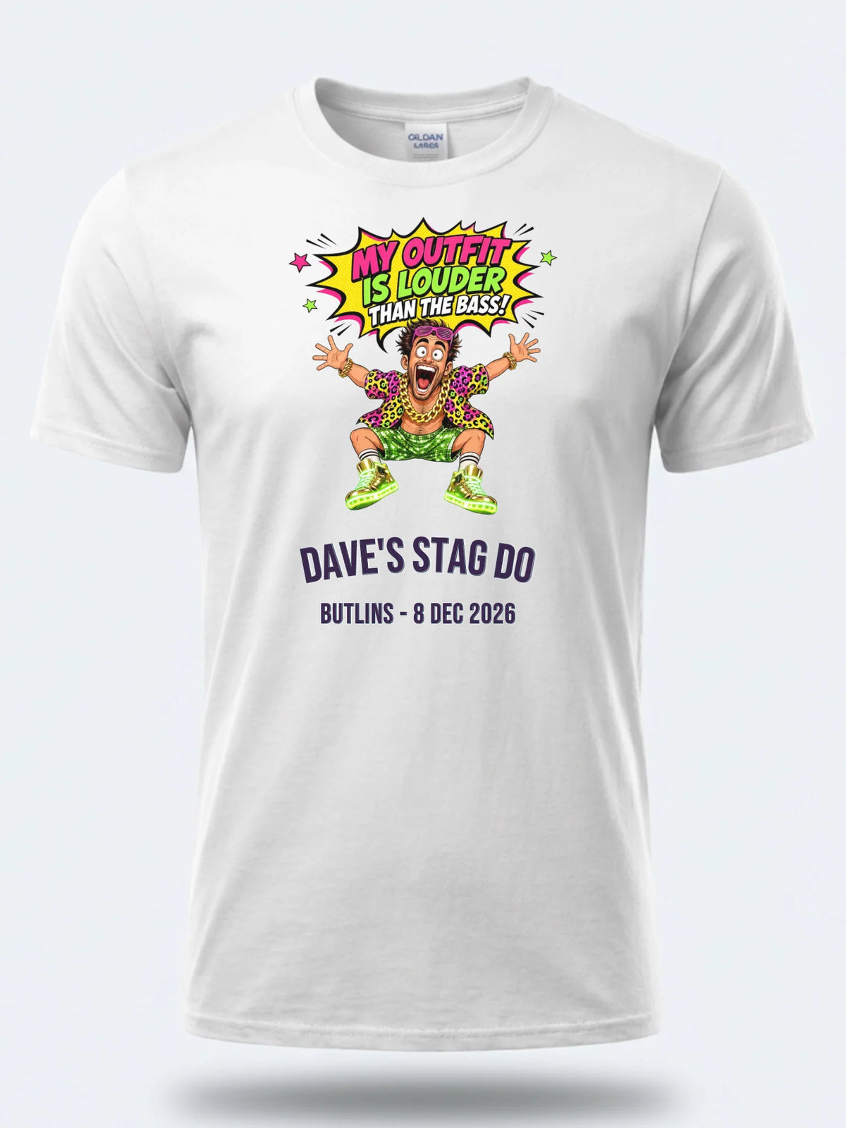 Personalised House of Garage Tee — white tee, front view