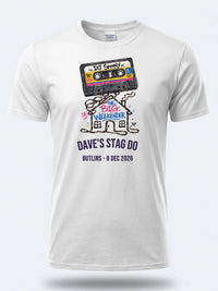 Personalised House of Garage Tee — white tee, front view