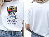 Personalised House of Garage Tee — white tee, front and back view