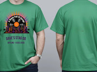 Personalised House of Garage Tee — irish green tee, front and back view
