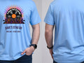 Personalised House of Garage Tee — carolina blue tee, front and back view