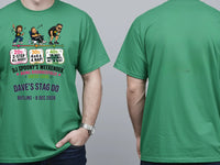Personalised House of Garage Tee — irish green tee, front and back view